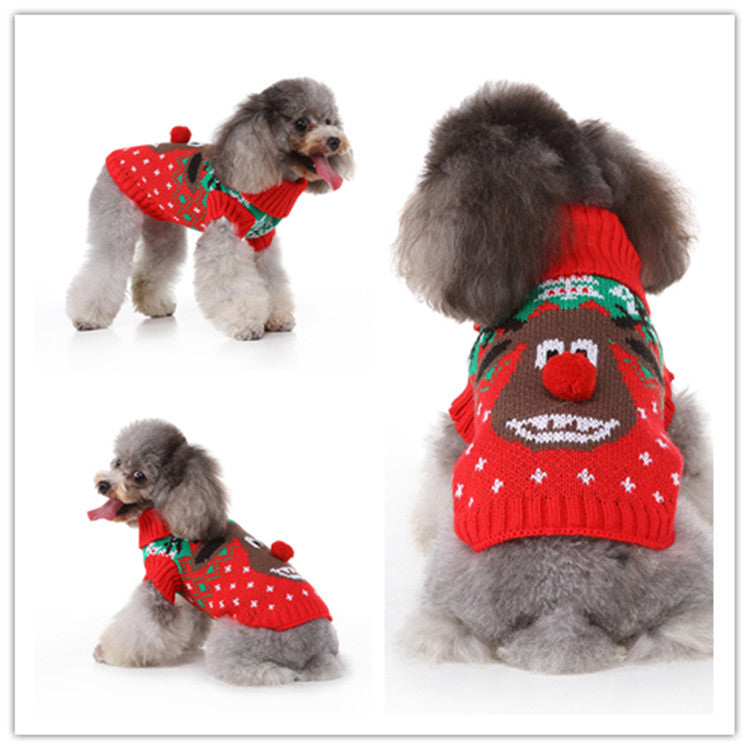 Pet Dog Sweater - red reindeer (3style) Festive Paws