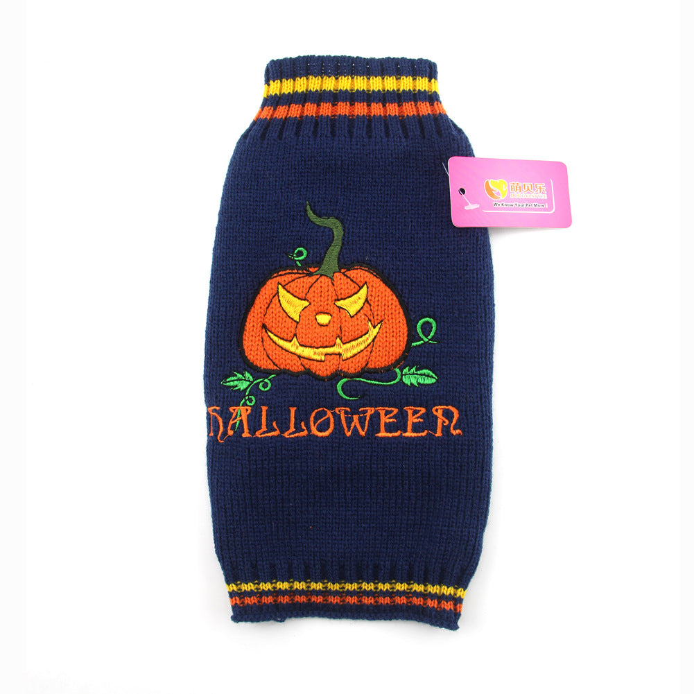 Pumpkin Dog Sweater - Orange & Black Pumpkin Festive Paws