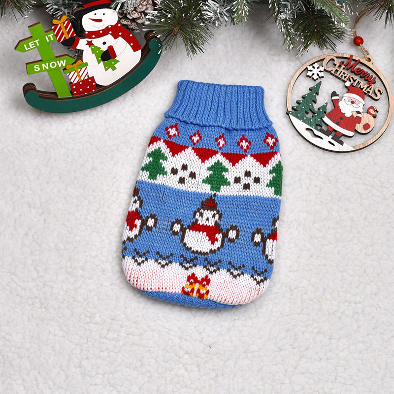 Pet Sweater - Blue Snowman Festive Paws