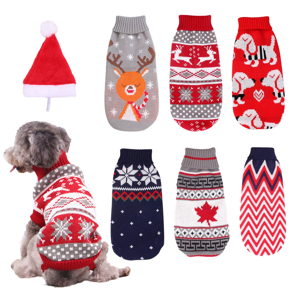 Christmas Turtleneck Knit Sweater - Red Reindeer Festive Paws