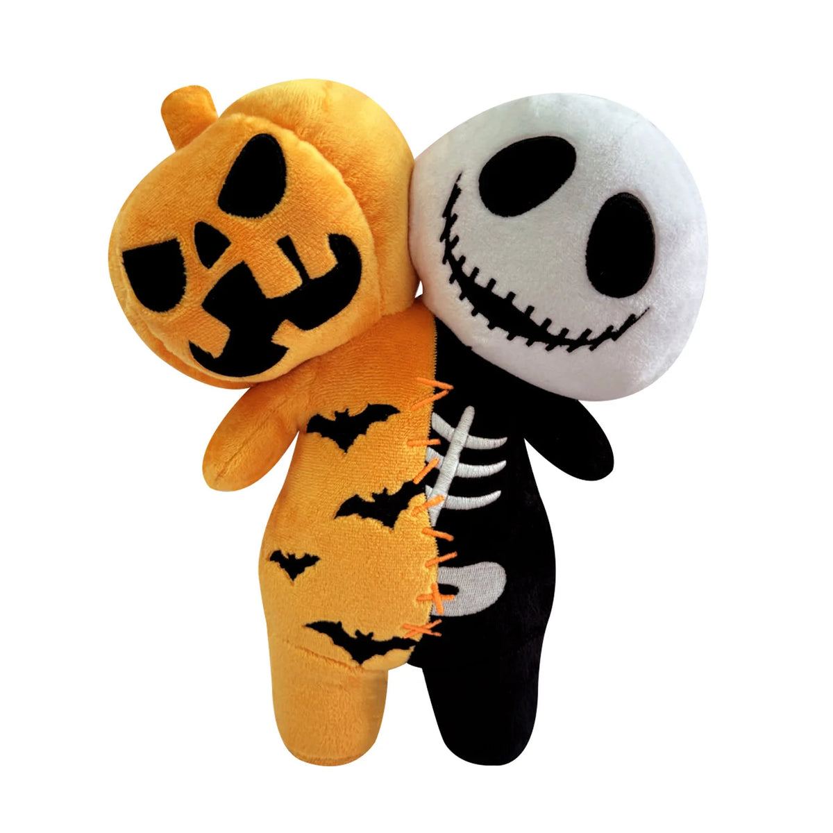 Original Design Luminous Halloween Plush Toy Double Head Pumpkin Skull Head Doll Gift for Children Festive Paws