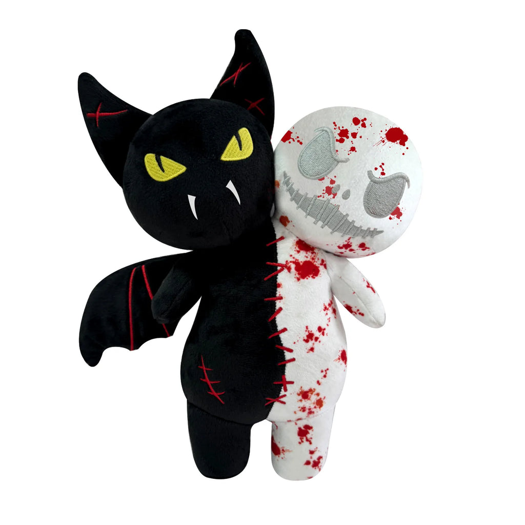 Original Design Luminous Halloween Plush Toy Double Head Pumpkin Skull Head Doll Gift for Children Festive Paws