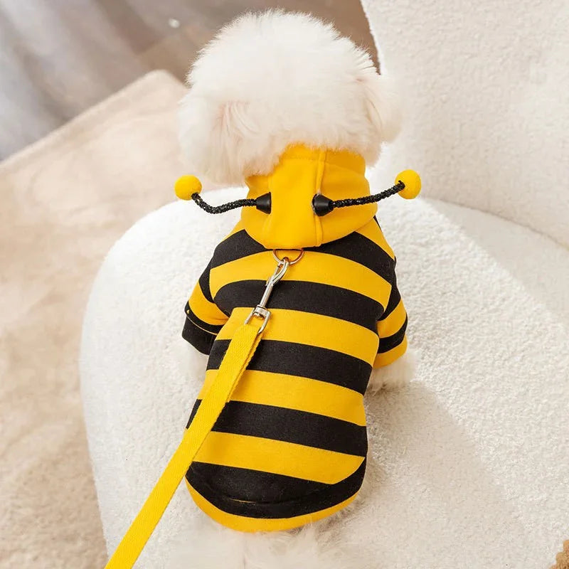 Bee Designer Dog Cat Cosplay Costume Funny Outfit Pet Hoodies Christmas Sweater Warm Coat for Small Dogs Cute Puppy Clothes Festive Paws