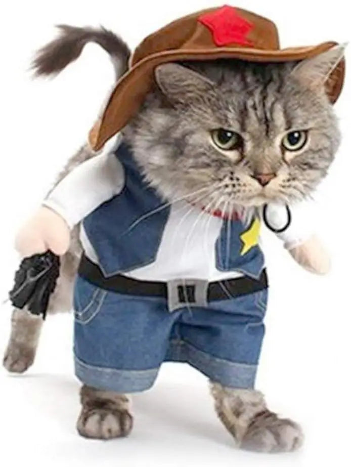 Funny Pet Dog Cat Halloween Costume Dog Cowboy Clothes Pet Dog Costumes for Small Dogs Cosplay Cat Accessories Festive Paws