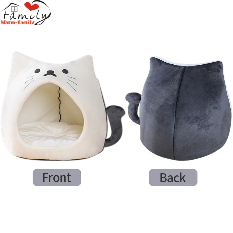 Deep Sleep Cat Bed Warm Pet House Cozy Cave Cushion Gatos Productos Para Mascotas Sleeping Dog Basket Tent Mat Pet Bed Supplies Festive Paws