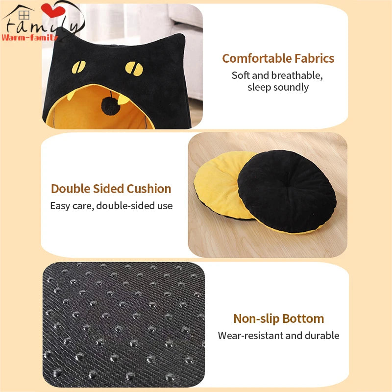 Deep Sleep Cat Bed Warm Pet House Cozy Cave Cushion Gatos Productos Para Mascotas Sleeping Dog Basket Tent Mat Pet Bed Supplies Festive Paws
