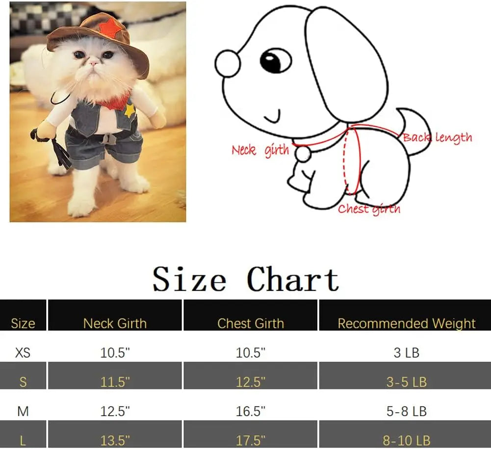 Funny Pet Dog Cat Halloween Costume Dog Cowboy Clothes Pet Dog Costumes for Small Dogs Cosplay Cat Accessories Festive Paws