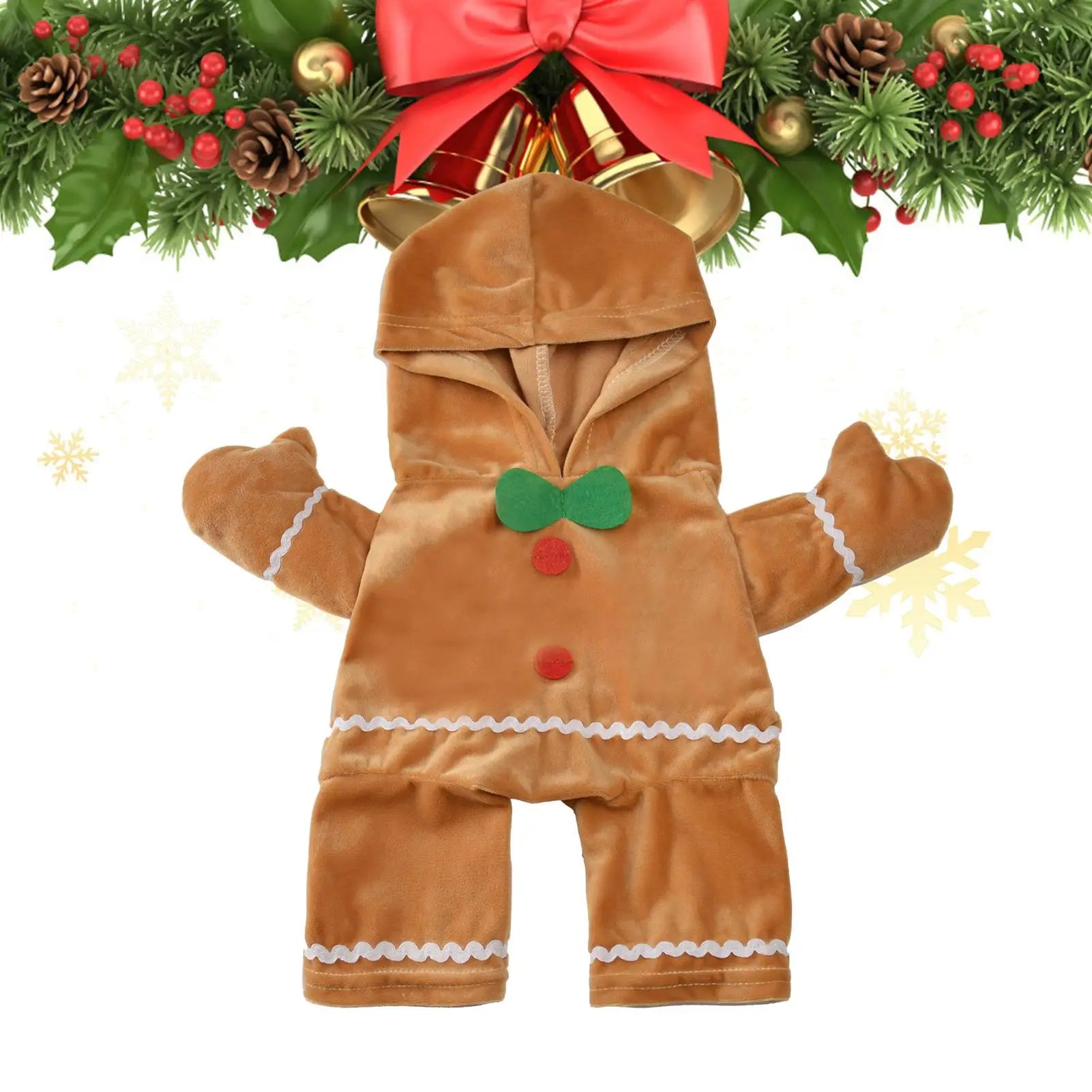 Pet Puppy Gingerbread Costumes Winter Dog Christmas Gingerbread Man Standing Costume Cute Plush Pet Cosplay Apparel Festive Paws