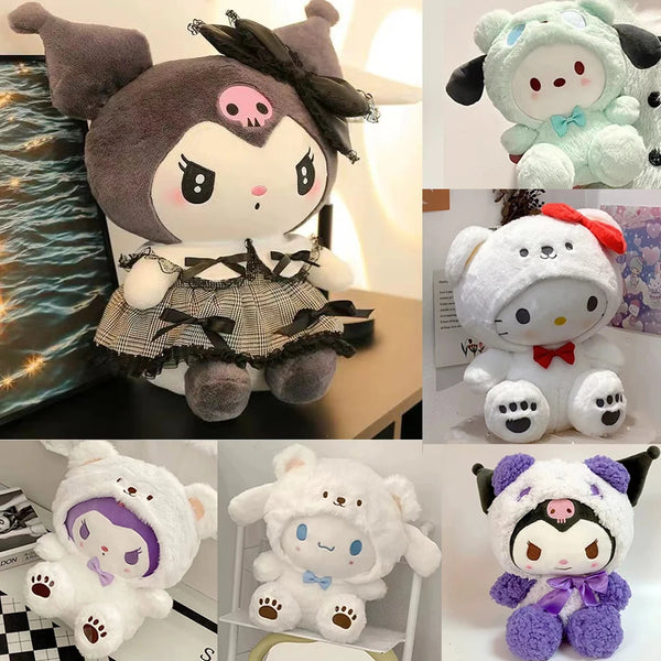 -2026 New Kawaii 25cm Sanrio Plush Toy Jade Dog Kuromi Dressing Doll Doll Plush Toy Stuffed Animal Patung Dolls Birthday Gift Festive Paws