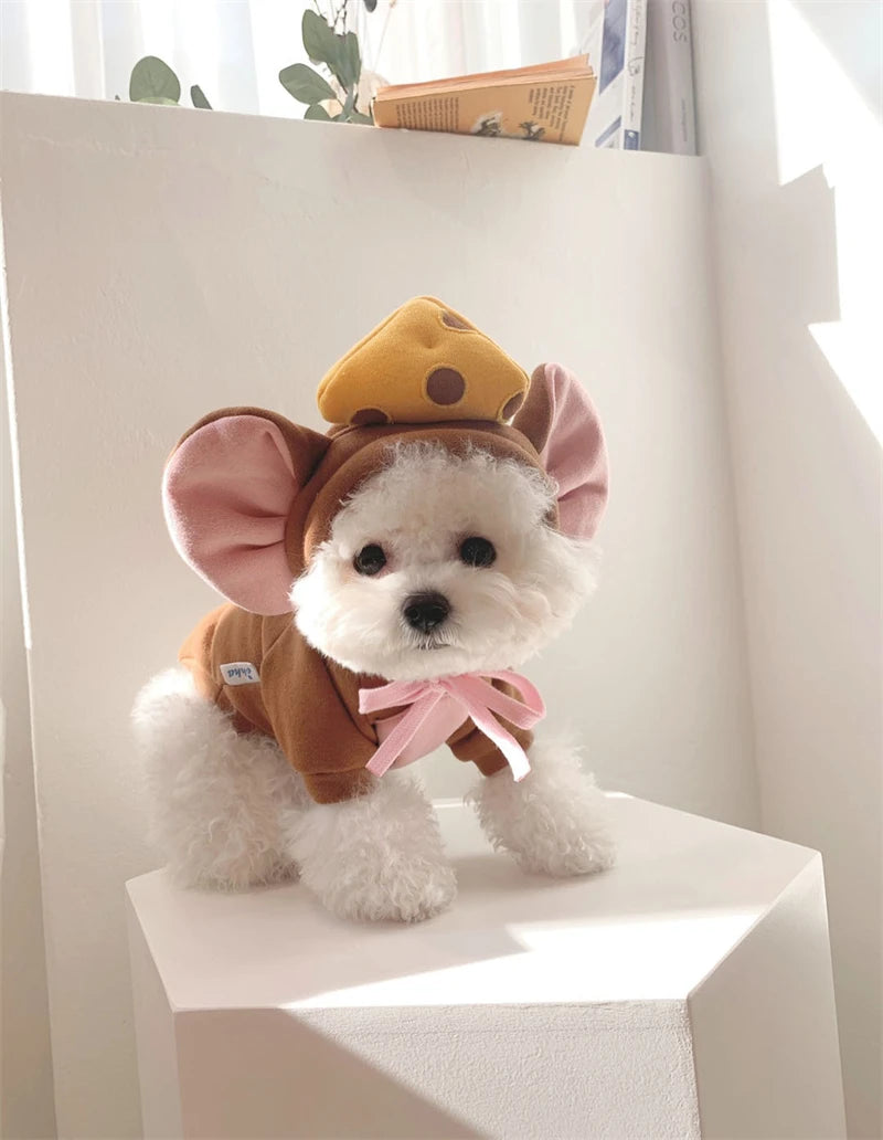 Autumn Winter Pet Cat Sweatshirt Warm Fleece Cosplay Animal Hoodies Overalls for Small Dogs Funny York Halloween Kitten Clothing Festive Paws