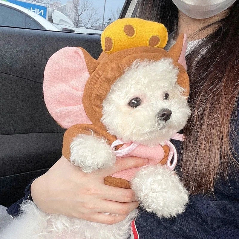 Autumn Winter Pet Cat Sweatshirt Warm Fleece Cosplay Animal Hoodies Overalls for Small Dogs Funny York Halloween Kitten Clothing Festive Paws