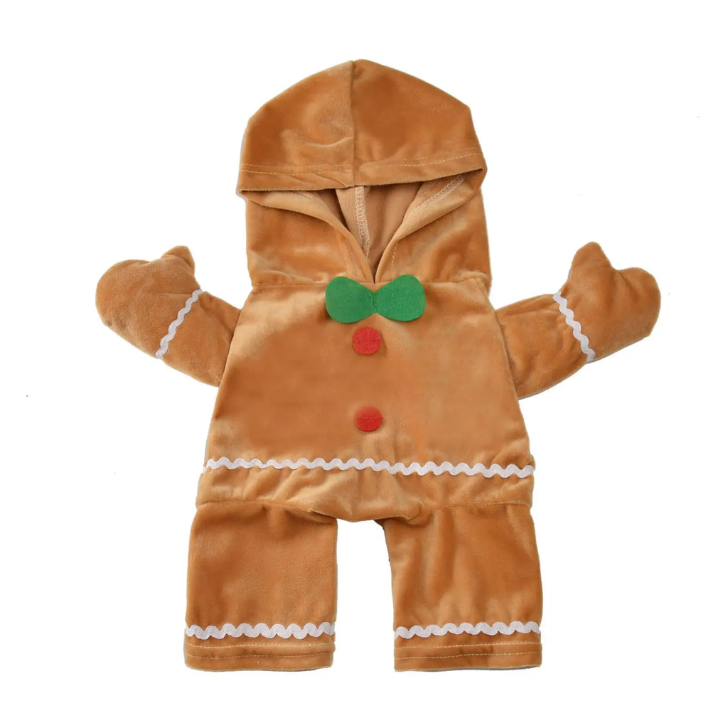Pet Puppy Gingerbread Costumes Winter Dog Christmas Gingerbread Man Standing Costume Cute Plush Pet Cosplay Apparel Festive Paws