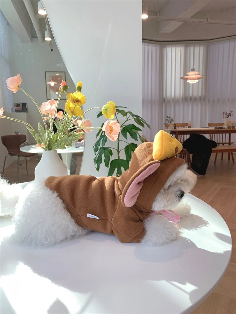 Autumn Winter Pet Cat Sweatshirt Warm Fleece Cosplay Animal Hoodies Overalls for Small Dogs Funny York Halloween Kitten Clothing Festive Paws
