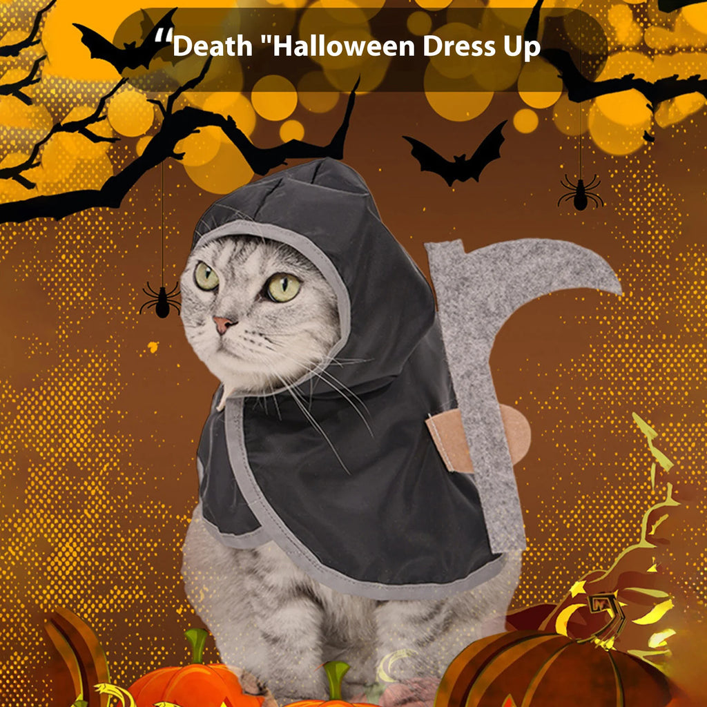 Cat Grim Reaper Cloak Halloween Costume Small Dogs Cat Costumes Cape Puppy Festival Cute Costume Outfits Halloween Poncho Festive Paws