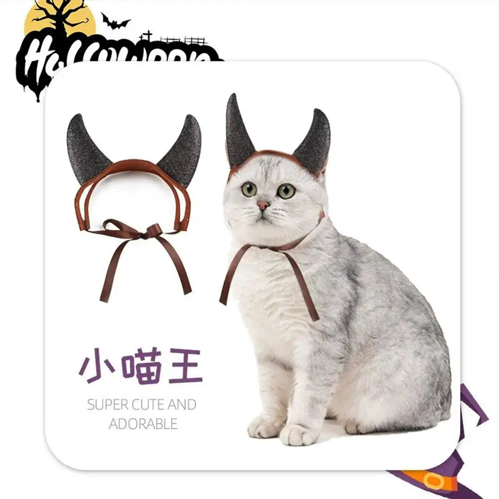 Pet Costume Devil Horn Headband Accessory Animal Headpiece Cosplay Halloween Party Props Funny Demon Cosplay for Dogs Cats Gifts Festive Paws
