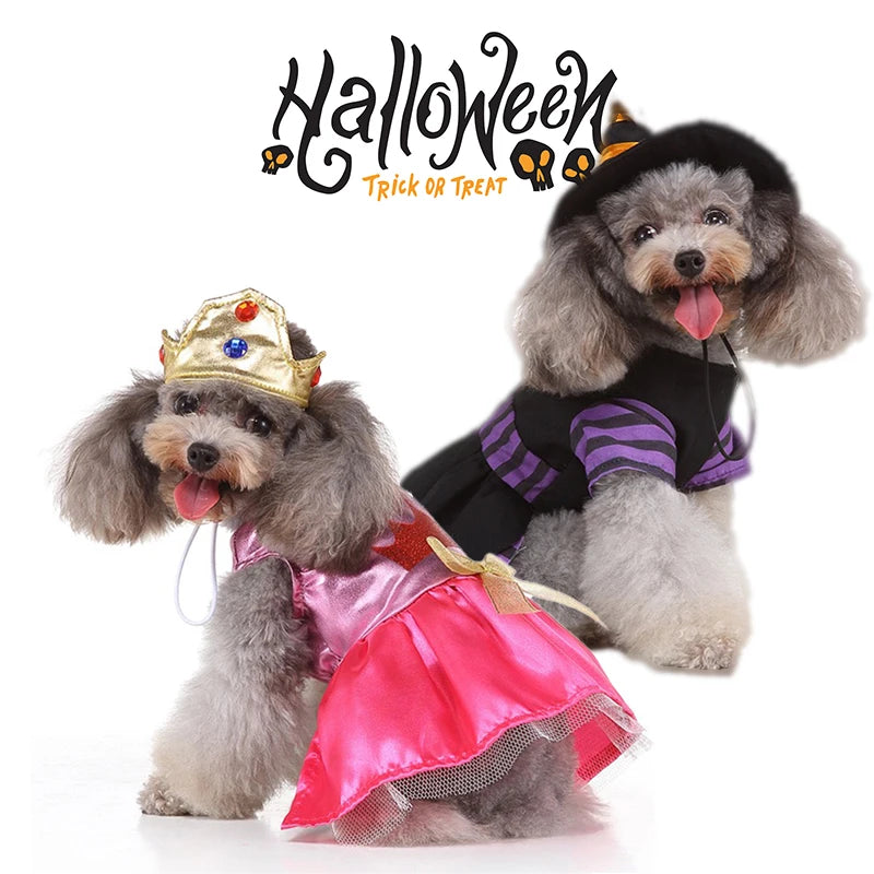 Halloween Christmas Outfits for Small Medium Dogs Cosplay Prince Fancy Yorkshire Cat Clothing Witch Cloak Butterfly Puppy Dress Festive Paws