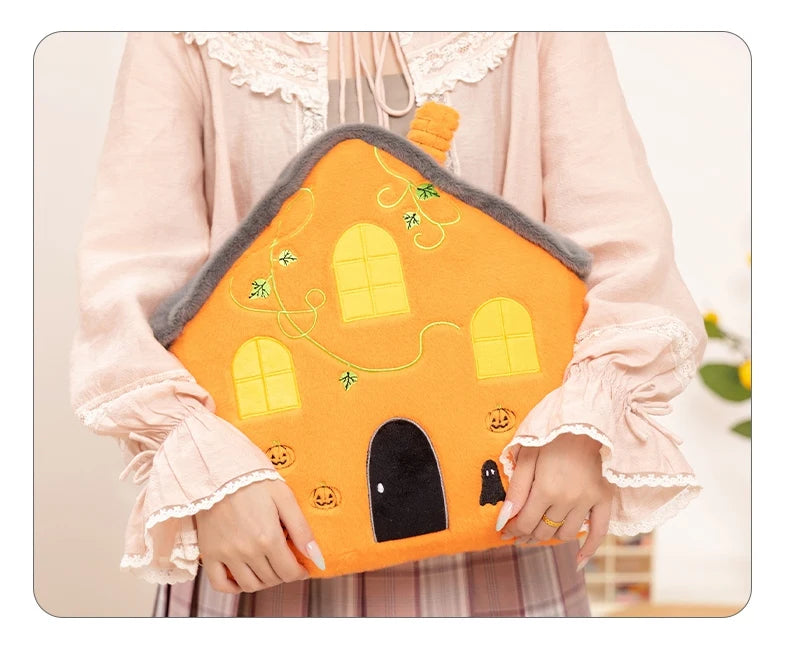 Fun Cute Halloween Orange Pumpkin Plush Toy Pillow Bat Ghost House Vampire Plush Toy Home Decoration Gift For Children Festive Paws