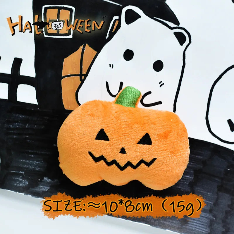 Halloween Dog Plush Squeaky Toy - Ghost Pumpkin Bat Stuffed Toys for Small Dogs Puppies, Festive Pet Chew Toy to Festive Paws