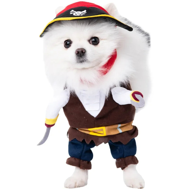 Halloween Pet Dog Clothes Transformed Pet Apparel and Wig for Holiday Party Pet Supplies Funny Bloody Doll With Knife Dog Costum Festive Paws
