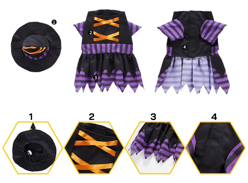 Halloween Christmas Outfits for Small Medium Dogs Cosplay Prince Fancy Yorkshire Cat Clothing Witch Cloak Butterfly Puppy Dress Festive Paws
