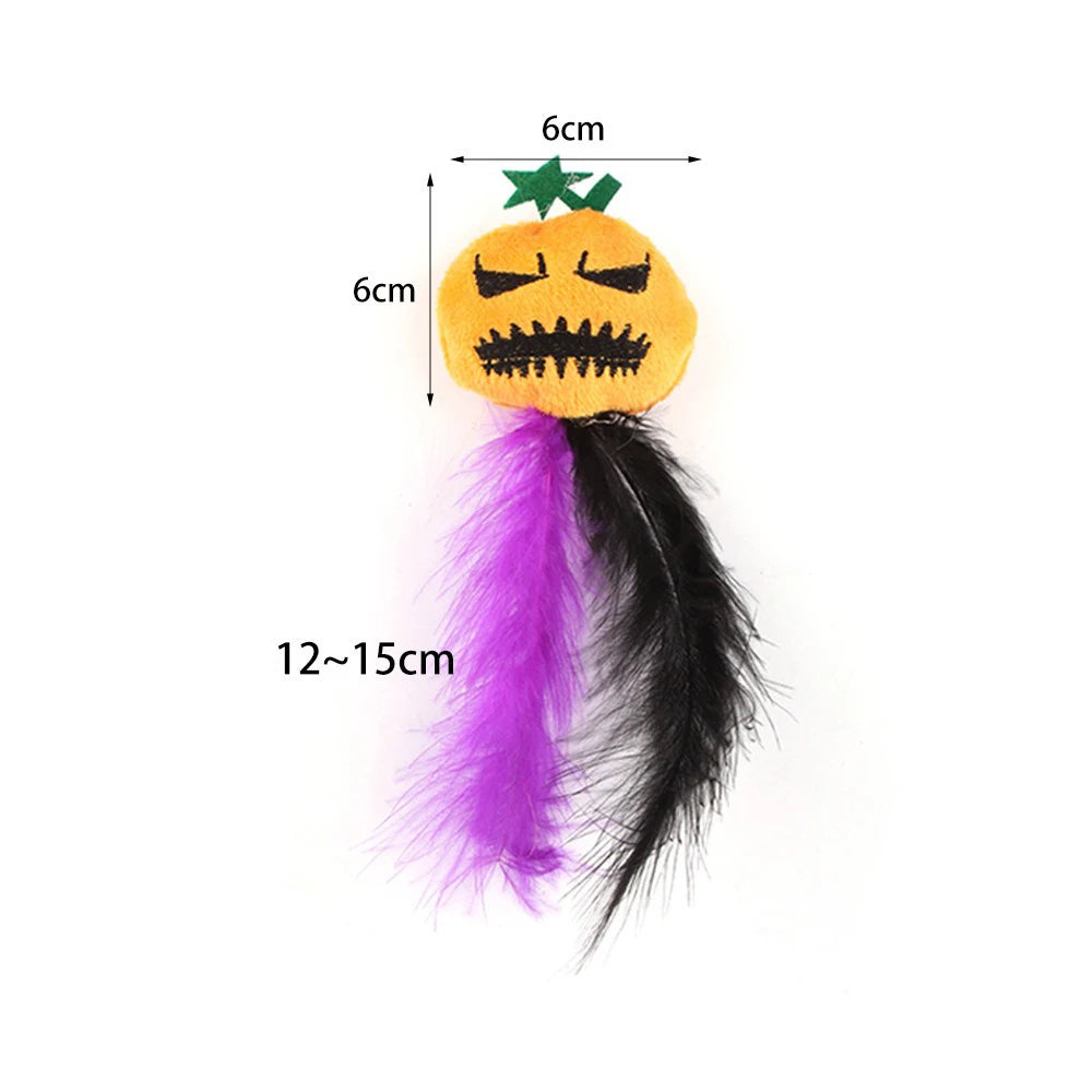 20 Styles Assorted Halloween Cat Toy Accessories Set Multiple Plush Interactive Cat Wand Spider Feather Pet Toys Festive Paws