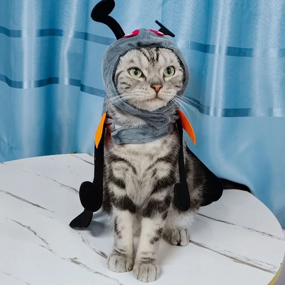 Cute Simulation Ant Costume Ant Shaped Adjustable Pet Ant Headgear Warm with Cap Cat Cosplay Clothes Cosplay Events Festive Paws