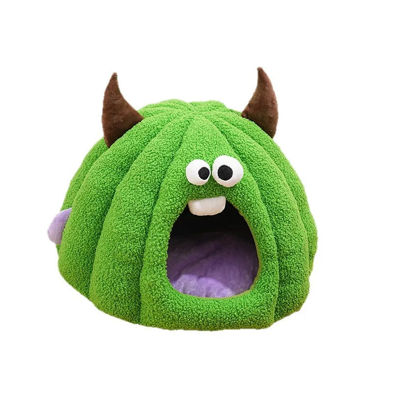 Monster Cat Bed for Autumn and Winter, a 2-in-1 Cat and Dog Bed for Playing Hide-and-Seek and Sleeping, Pet Bed for Halloween Festive Paws