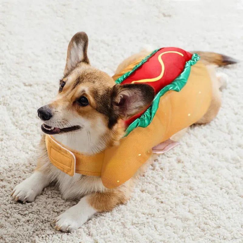 Pet Halloween Costume Christmas Dog Fancy Dress Apparel Funny Cosplay Hot Dog Burgers Pizza Sushi Clothes for Puppies and Kitten Festive Paws