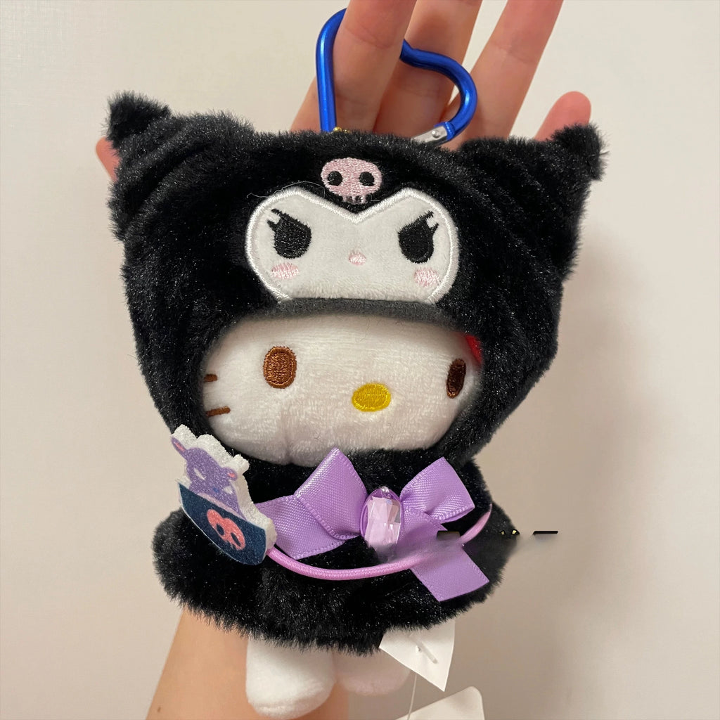 Sanrio kawaii Doll Clothes Kuromi Melody Cinnamoroll For 15cm cotton Doll Clothing Kokomimi Kitty Cloak Skirt for Labubu Outfit Festive Paws