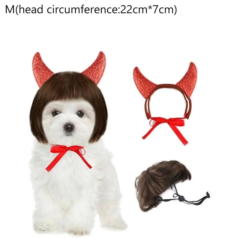 Pet Costume Devil Horn Headband Accessory Animal Headpiece Cosplay Halloween Party Props Funny Demon Cosplay for Dogs Cats Gifts Festive Paws