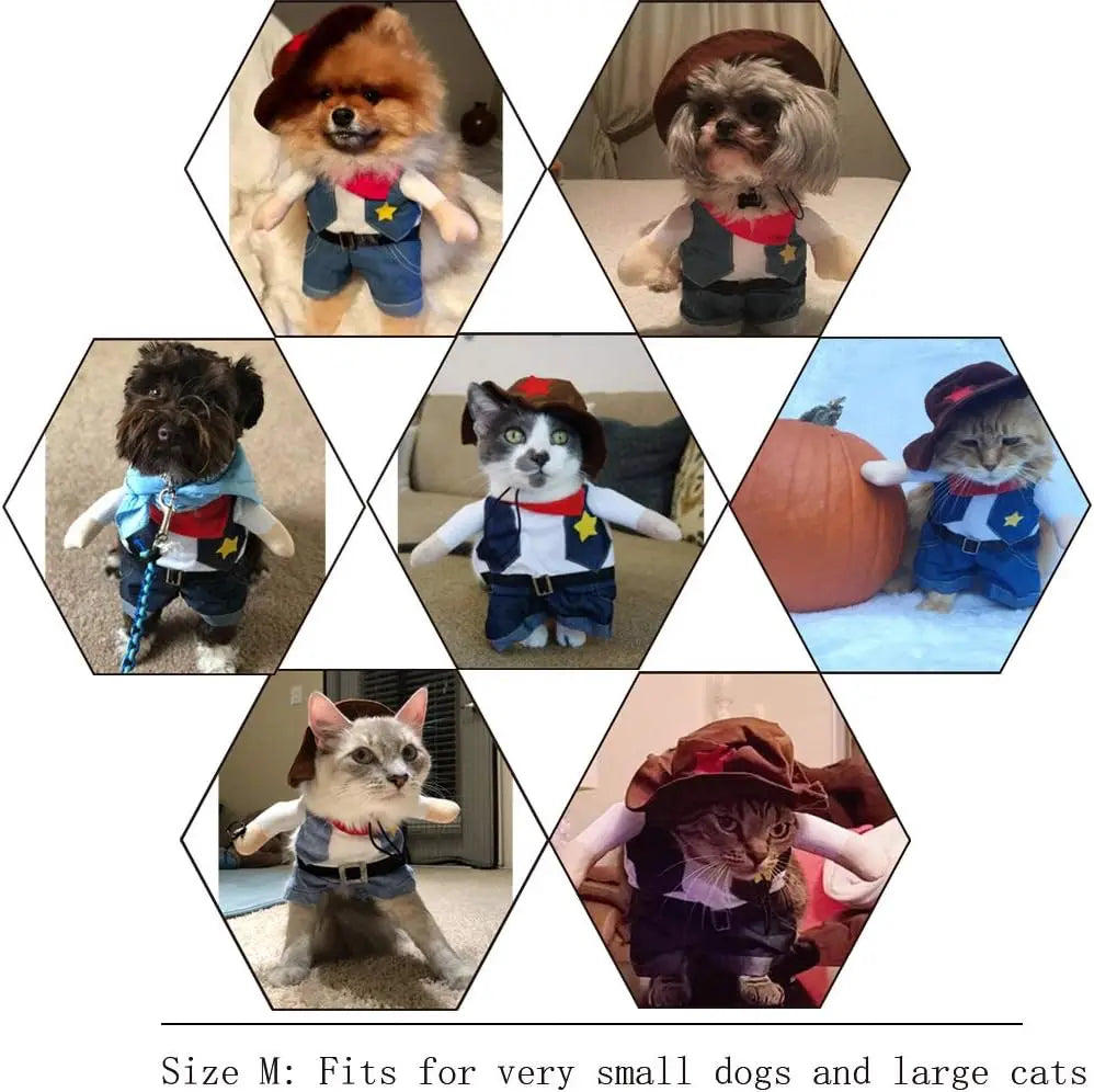 Funny Pet Dog Cat Halloween Costume Dog Cowboy Clothes Pet Dog Costumes for Small Dogs Cosplay Cat Accessories Festive Paws