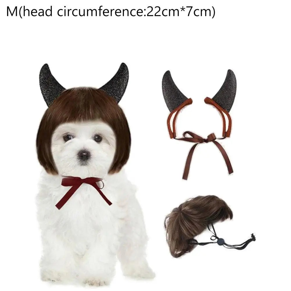 Pet Costume Devil Horn Headband Accessory Animal Headpiece Cosplay Halloween Party Props Funny Demon Cosplay for Dogs Cats Gifts Festive Paws