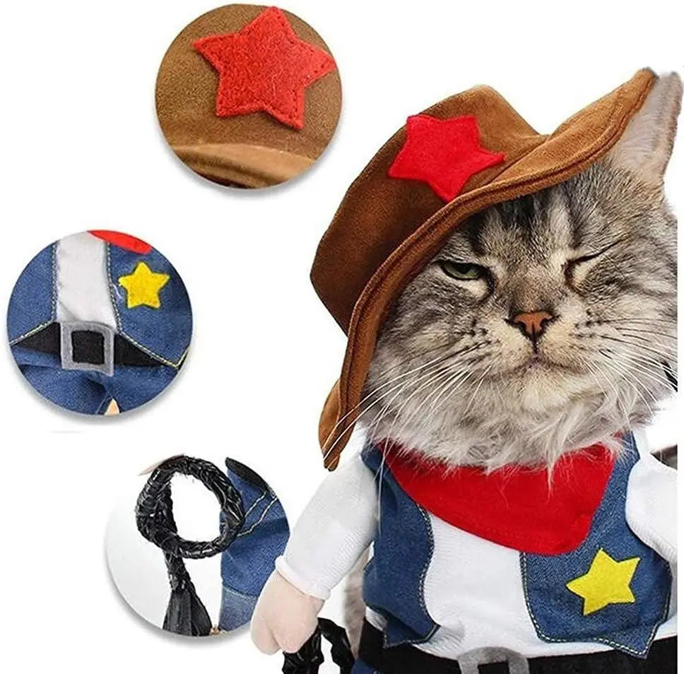 Funny Pet Dog Cat Halloween Costume Dog Cowboy Clothes Pet Dog Costumes for Small Dogs Cosplay Cat Accessories Festive Paws