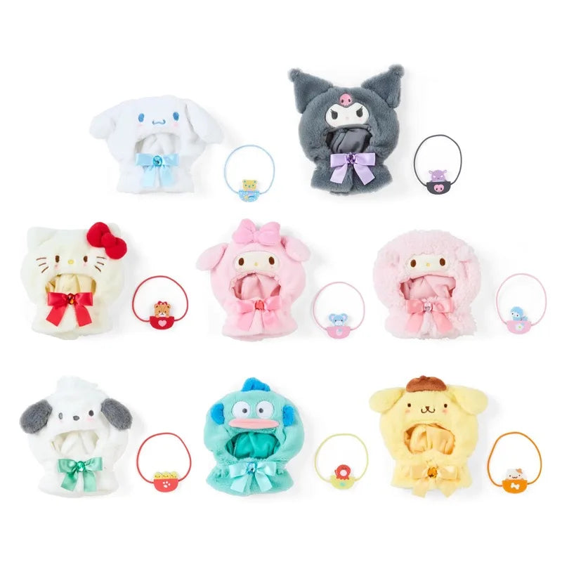 Sanrio kawaii Doll Clothes Kuromi Melody Cinnamoroll For 15cm cotton Doll Clothing Kokomimi Kitty Cloak Skirt for Labubu Outfit Festive Paws
