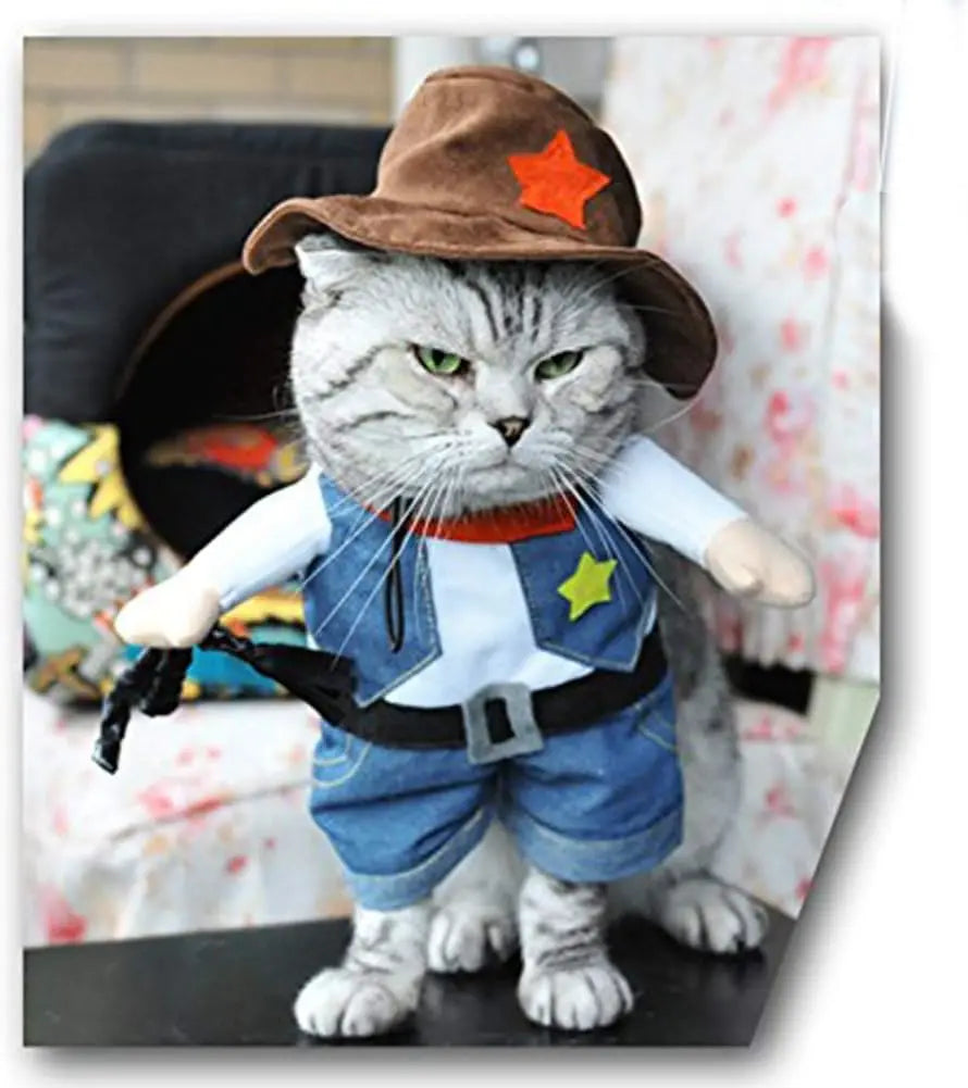 Funny Pet Dog Cat Halloween Costume Dog Cowboy Clothes Pet Dog Costumes for Small Dogs Cosplay Cat Accessories Festive Paws