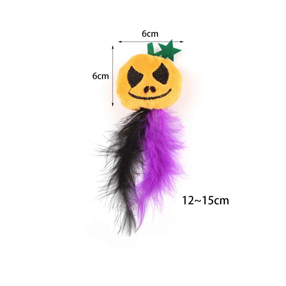20 Styles Assorted Halloween Cat Toy Accessories Set Multiple Plush Interactive Cat Wand Spider Feather Pet Toys Festive Paws