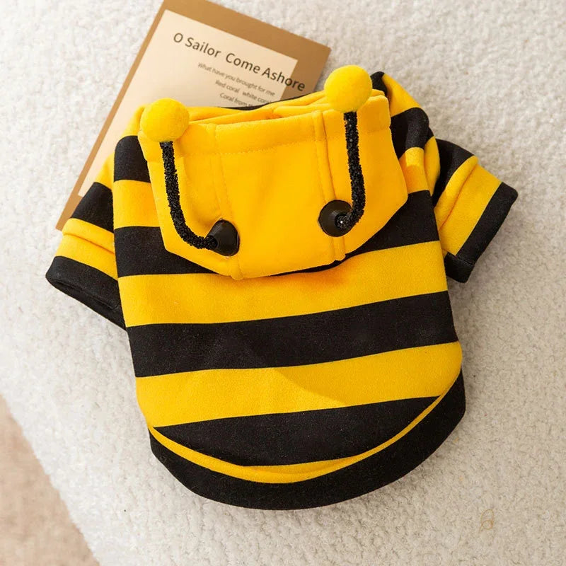 Bee Designer Dog Cat Cosplay Costume Funny Outfit Pet Hoodies Christmas Sweater Warm Coat for Small Dogs Cute Puppy Clothes Festive Paws