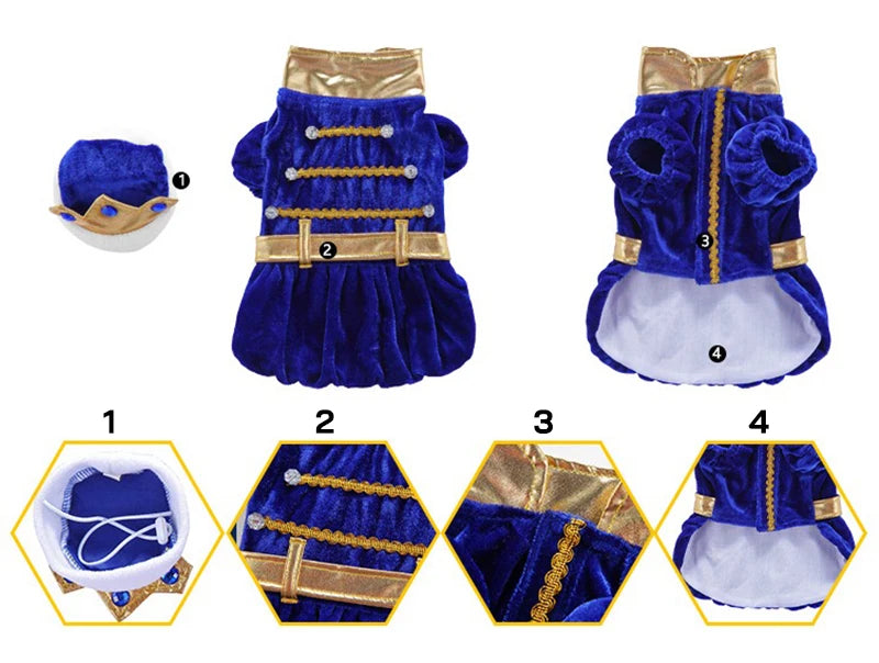 Halloween Christmas Outfits for Small Medium Dogs Cosplay Prince Fancy Yorkshire Cat Clothing Witch Cloak Butterfly Puppy Dress Festive Paws