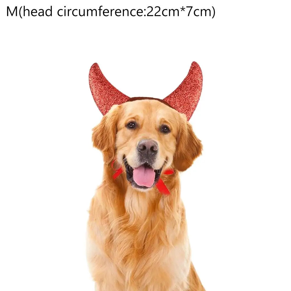 Pet Costume Devil Horn Headband Accessory Animal Headpiece Cosplay Halloween Party Props Funny Demon Cosplay for Dogs Cats Gifts Festive Paws