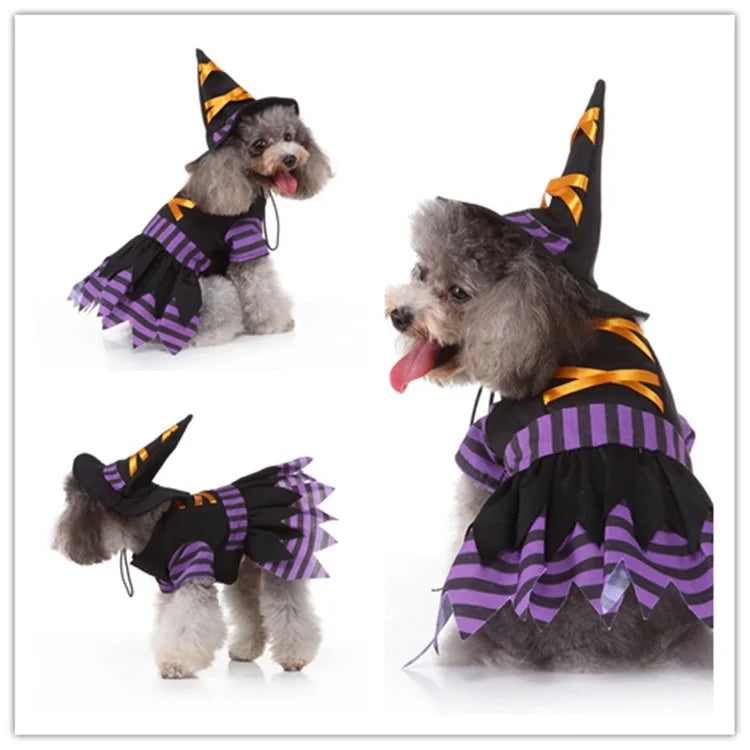 Halloween Christmas Outfits for Small Medium Dogs Cosplay Prince Fancy Yorkshire Cat Clothing Witch Cloak Butterfly Puppy Dress Festive Paws