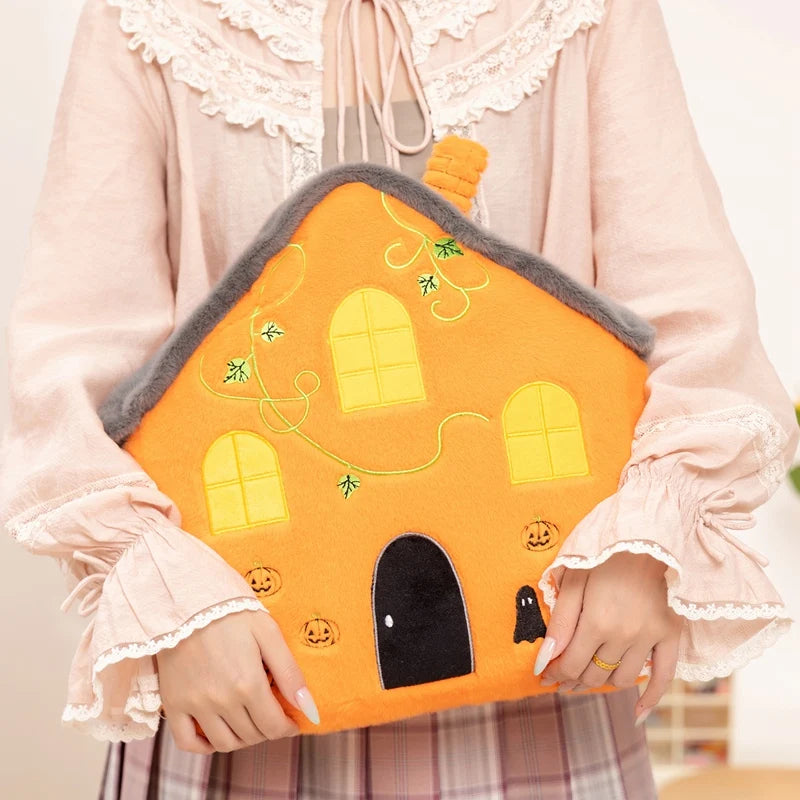 Fun Cute Halloween Orange Pumpkin Plush Toy Pillow Bat Ghost House Vampire Plush Toy Home Decoration Gift For Children Festive Paws