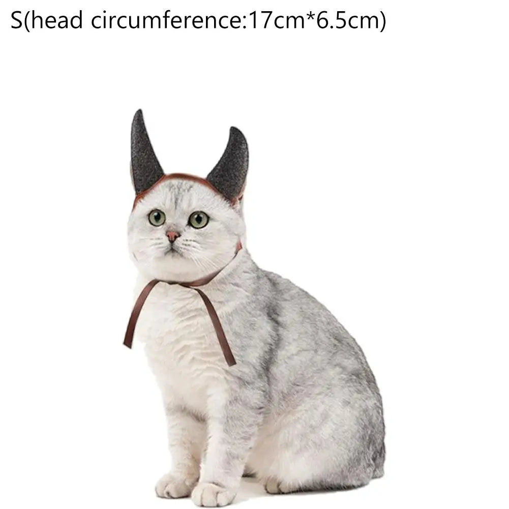 Pet Costume Devil Horn Headband Accessory Animal Headpiece Cosplay Halloween Party Props Funny Demon Cosplay for Dogs Cats Gifts Festive Paws