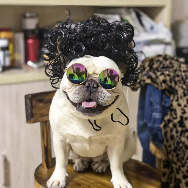 Dogs Cats Headdress Funny Pet Wigs Bangs Exploding Head Braids Straight Hair Nylon Fibre Material Halloween Pet Accessories Festive Paws
