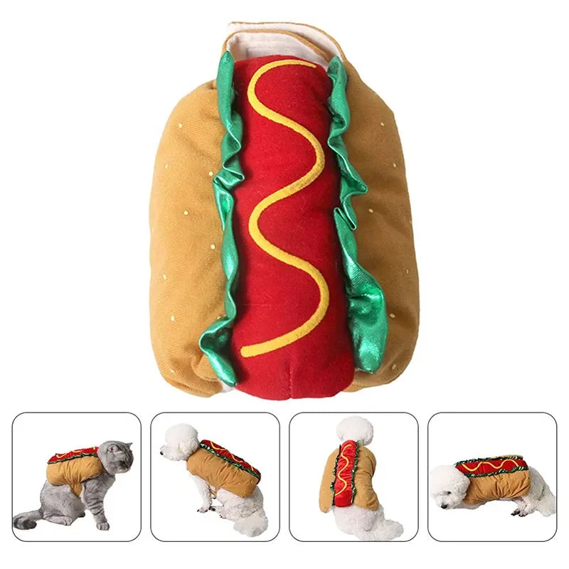 Pet Halloween Costume Christmas Dog Fancy Dress Apparel Funny Cosplay Hot Dog Burgers Pizza Sushi Clothes for Puppies and Kitten Festive Paws