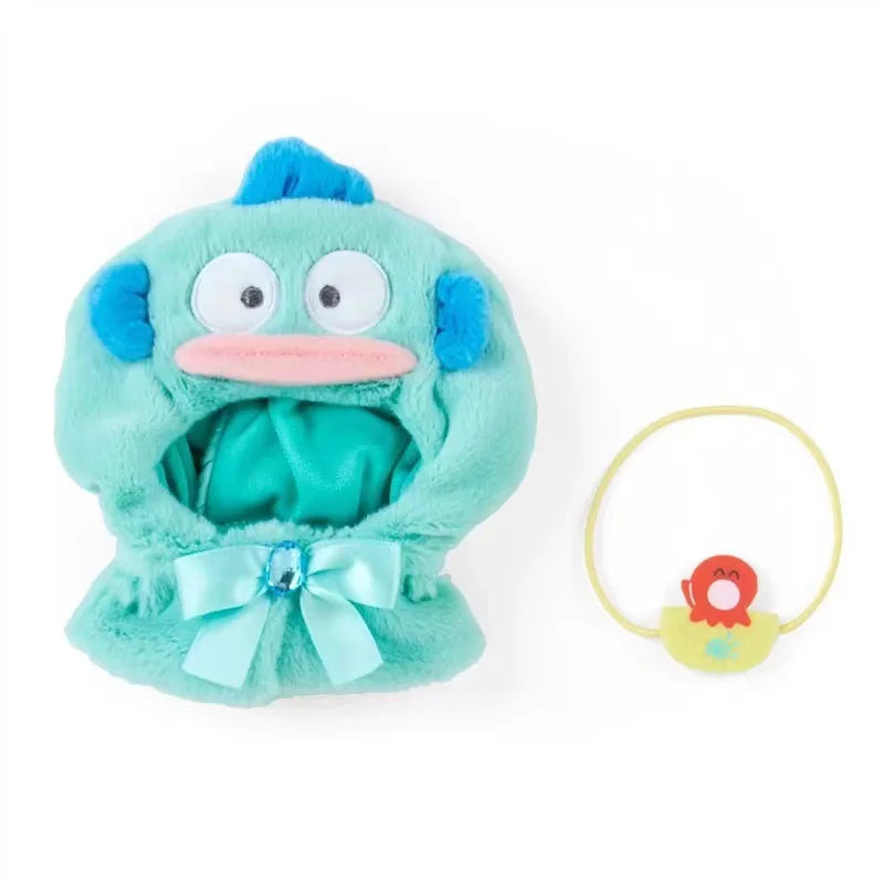 Sanrio kawaii Doll Clothes Kuromi Melody Cinnamoroll For 15cm cotton Doll Clothing Kokomimi Kitty Cloak Skirt for Labubu Outfit Festive Paws