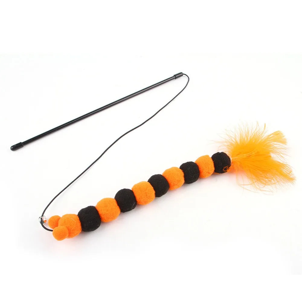 20 Styles Assorted Halloween Cat Toy Accessories Set Multiple Plush Interactive Cat Wand Spider Feather Pet Toys Festive Paws