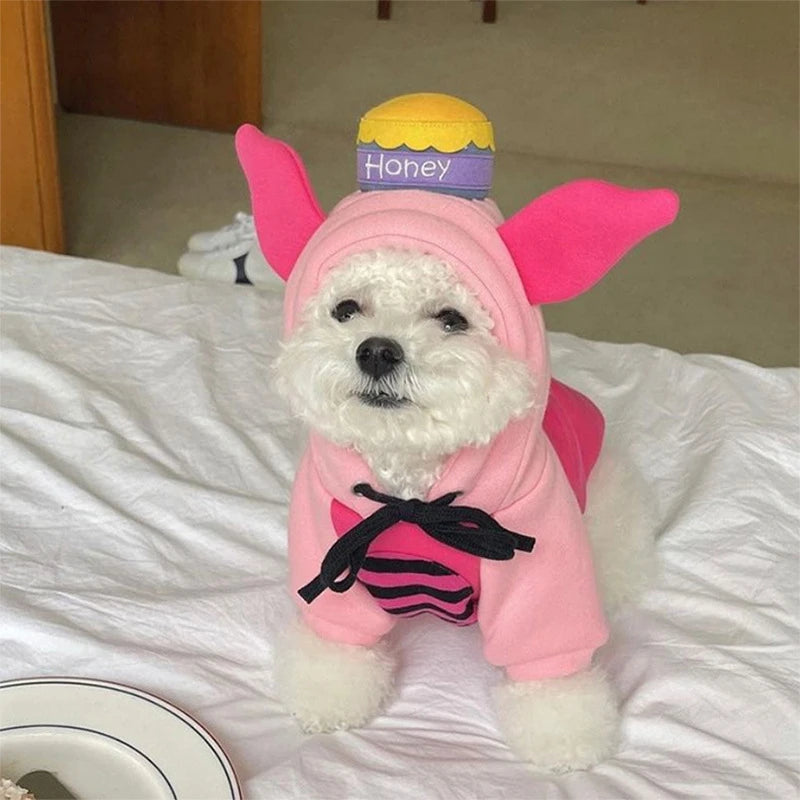 Autumn Winter Pet Cat Sweatshirt Warm Fleece Cosplay Animal Hoodies Overalls for Small Dogs Funny York Halloween Kitten Clothing Festive Paws
