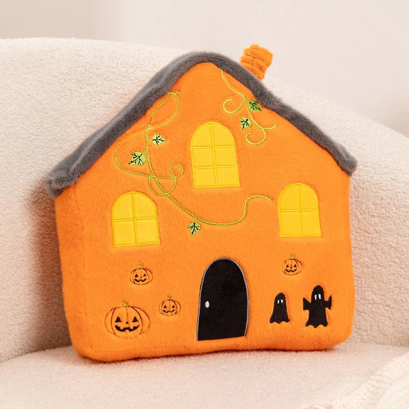 Fun Cute Halloween Orange Pumpkin Plush Toy Pillow Bat Ghost House Vampire Plush Toy Home Decoration Gift For Children Festive Paws