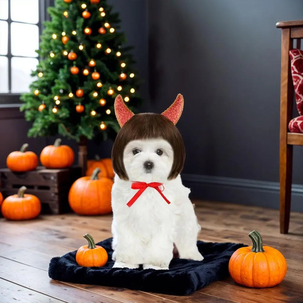 Pet Costume Devil Horn Headband Accessory Animal Headpiece Cosplay Halloween Party Props Funny Demon Cosplay for Dogs Cats Gifts Festive Paws