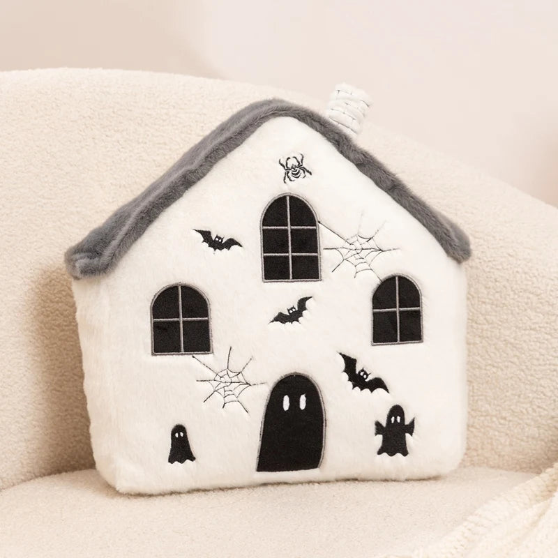 Fun Cute Halloween Orange Pumpkin Plush Toy Pillow Bat Ghost House Vampire Plush Toy Home Decoration Gift For Children Festive Paws